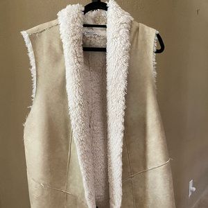 Faux fur long vest